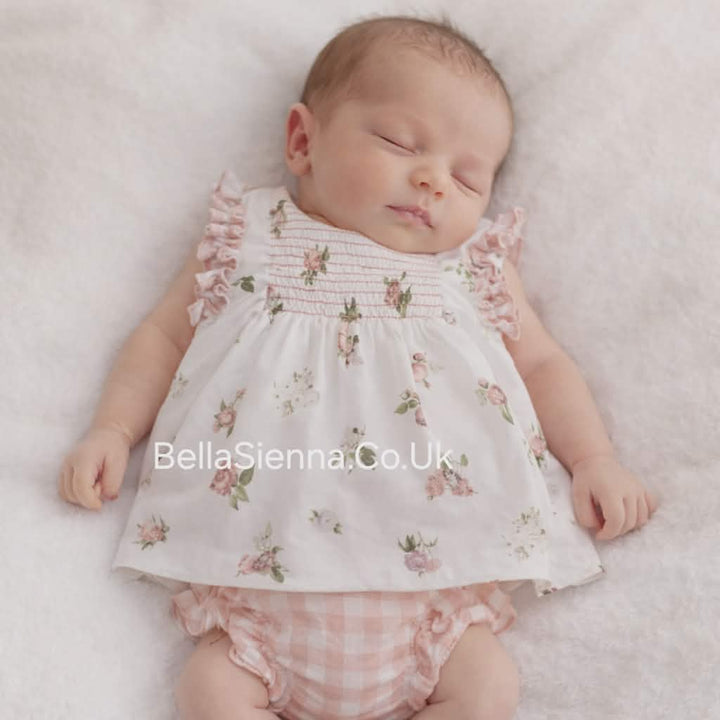 Yoedu Girls Dusky Pink & Ivory Floral Dress & Pants Set - 0040