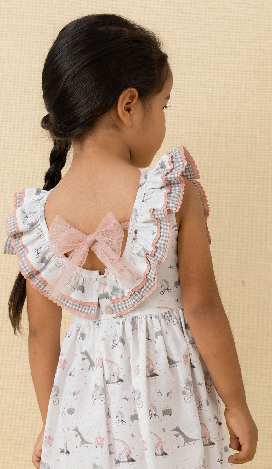 Cuka Animal Print Dress With Tulle Bows - 84070