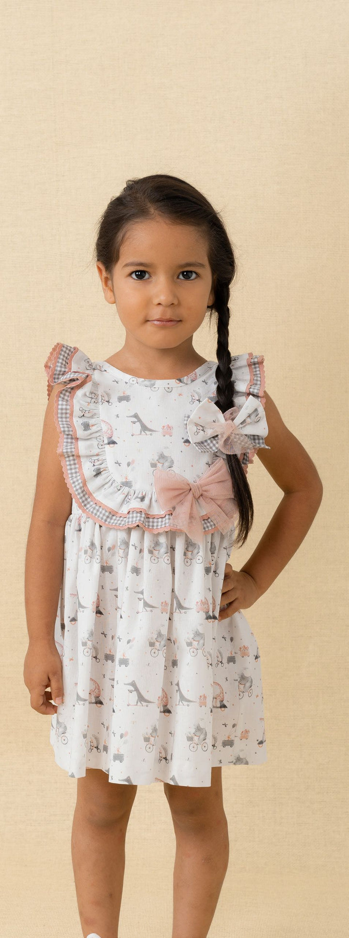 Cuka Animal Print Dress With Tulle Bows - 84070