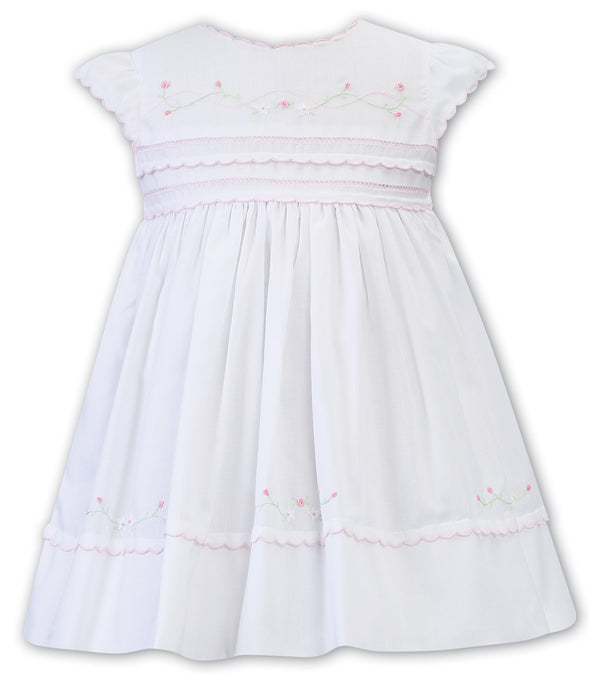Sarah Louise White And Pink Embroidered Dress 012253