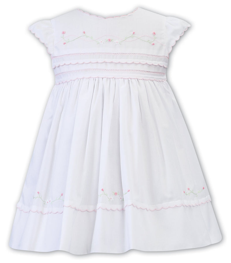 Sarah Louise White And Pink Embroidered Dress 012253
