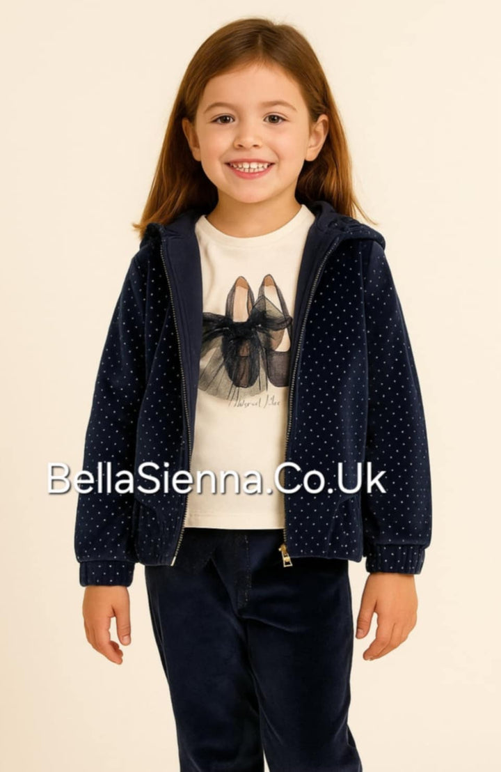 Mayoral Girls Navy Blue Velour Three Piece Tracksuit 4892