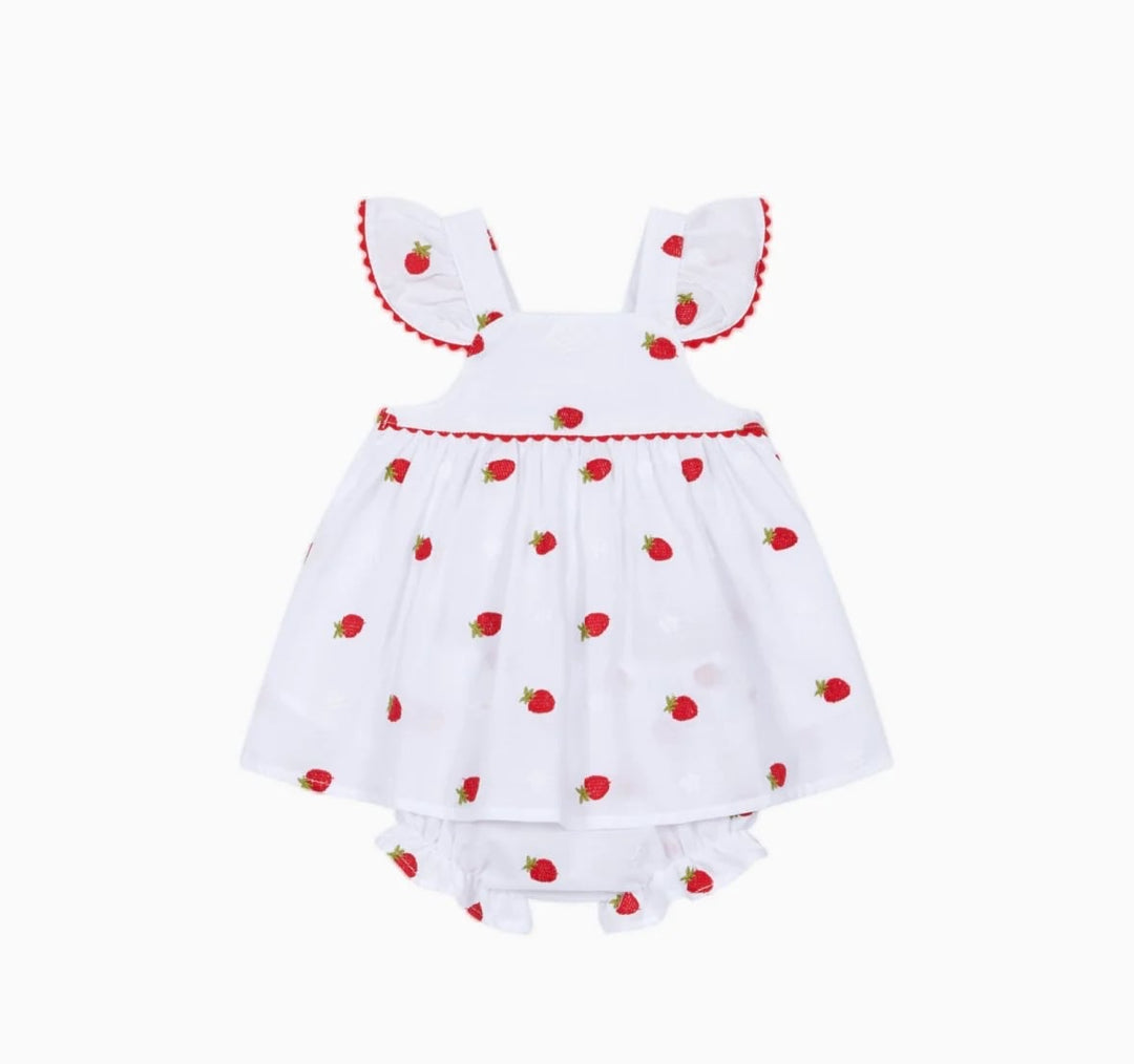Deolinda Baby Girls Strawberry Print Dress & Bloomers Set - DBV26306 - "Pavlova"