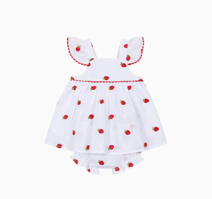 Deolinda Baby Girls Strawberry Print Dress & Bloomers Set - DBV26306 - "Pavlova"