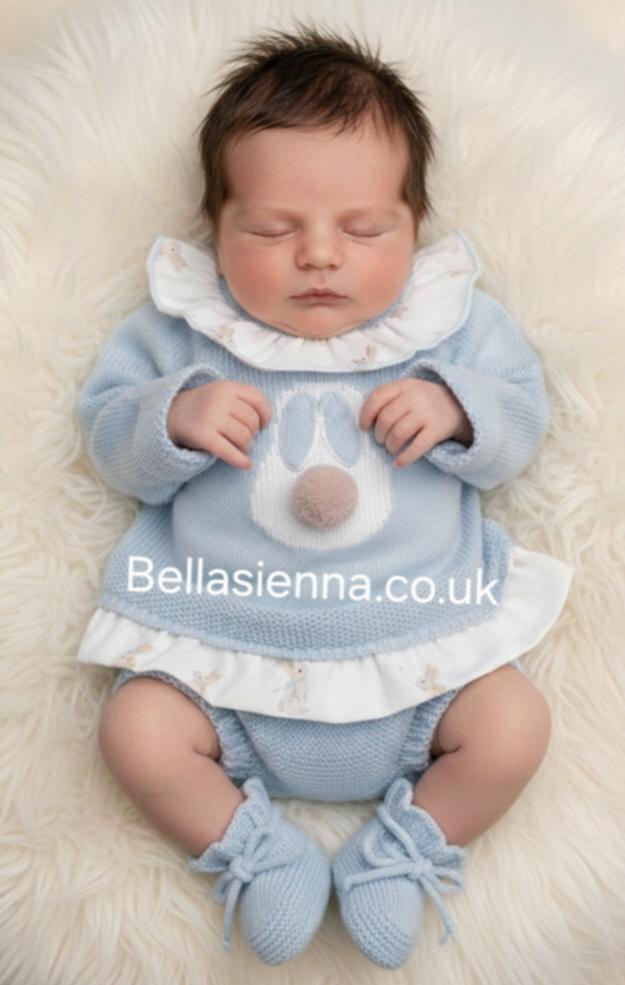 Mac ilusion Baby Girls Knitted Four Piece Set With Bunny Rabbit - 8636