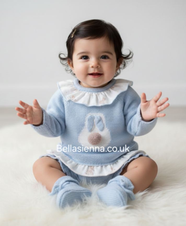 Mac ilusion Baby Girls Knitted Four Piece Set With Bunny Rabbit - 8636