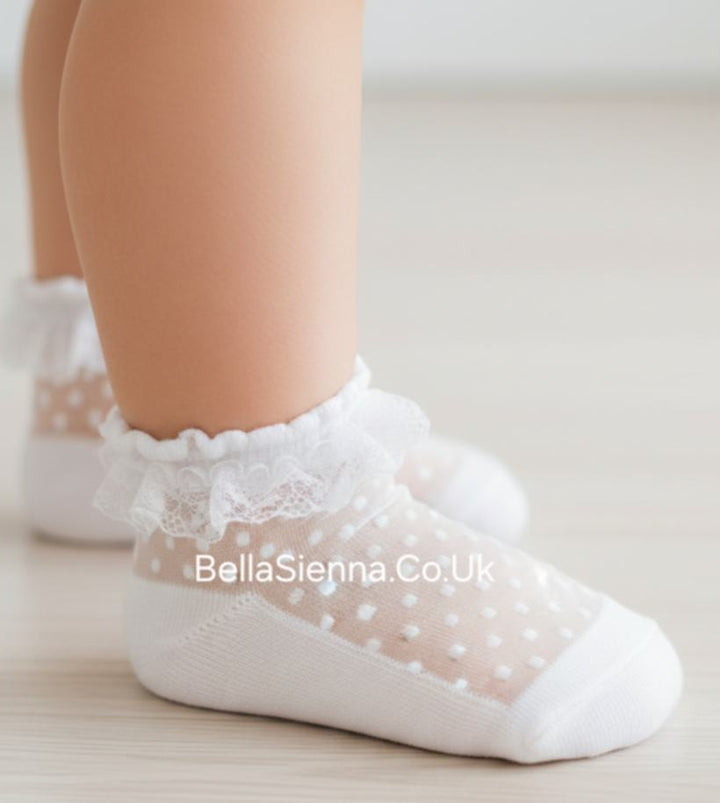 Mayoral White Plumetti Frilly Socks - 10139