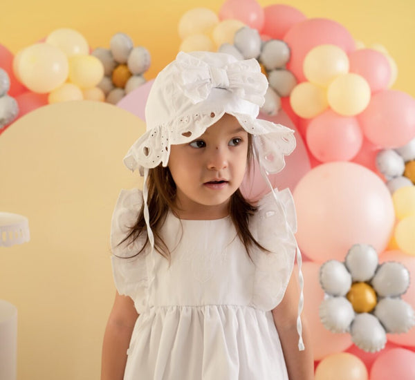 Little A White Broderie Anglaise Sunhat "Jen" - LA24113