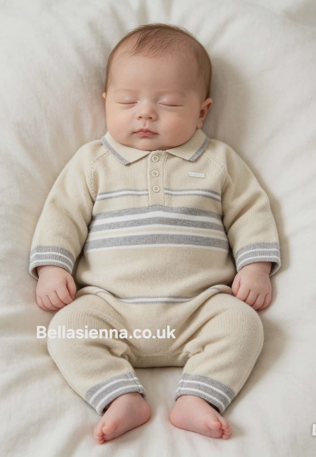 Blues Baby Boys Beige & Grey Knitted Romper - BB2121