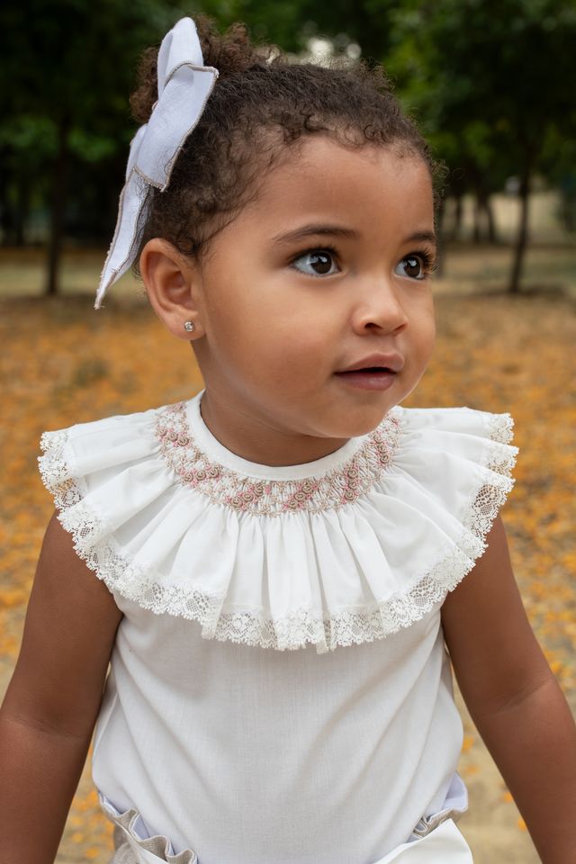 Naxos Girls Hand Smocked Blouse & Bloomer Set - 7708