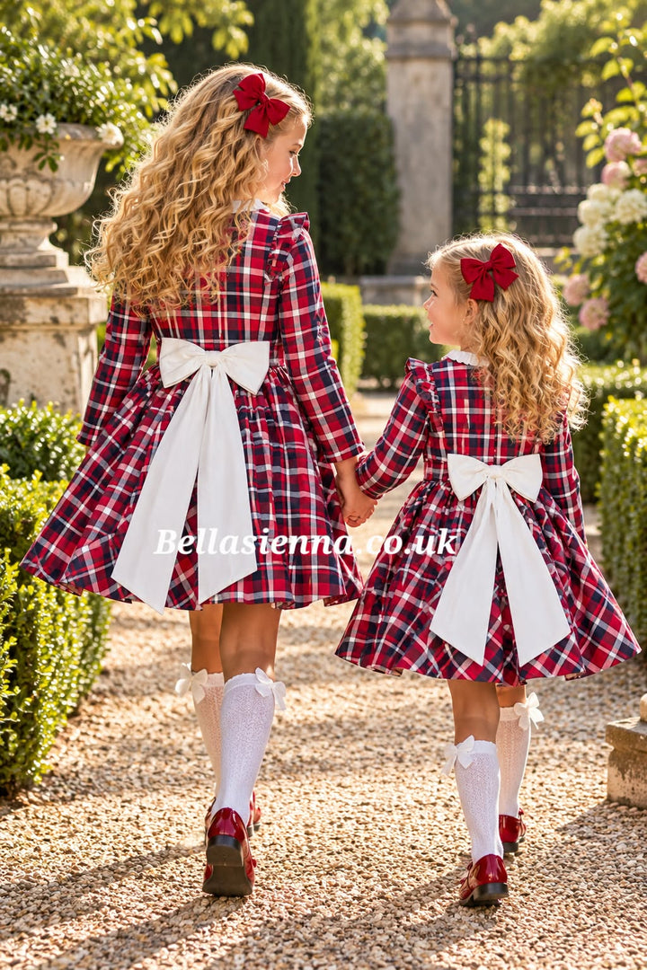 Dbb Collection Navy, Red & White Tartan Dress - 08503