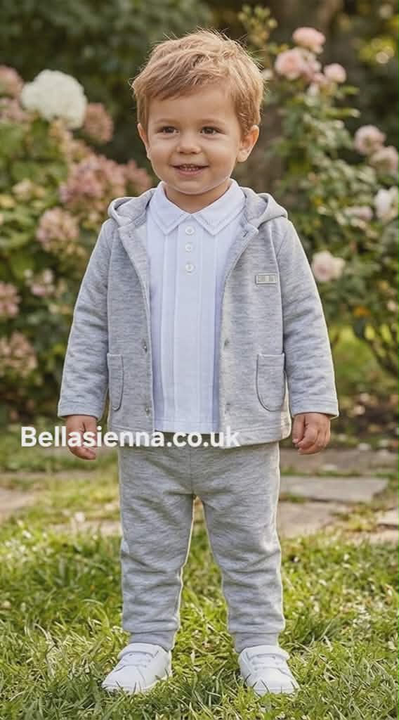 Blues Baby 3 Piece Set In Grey & White - BB0163