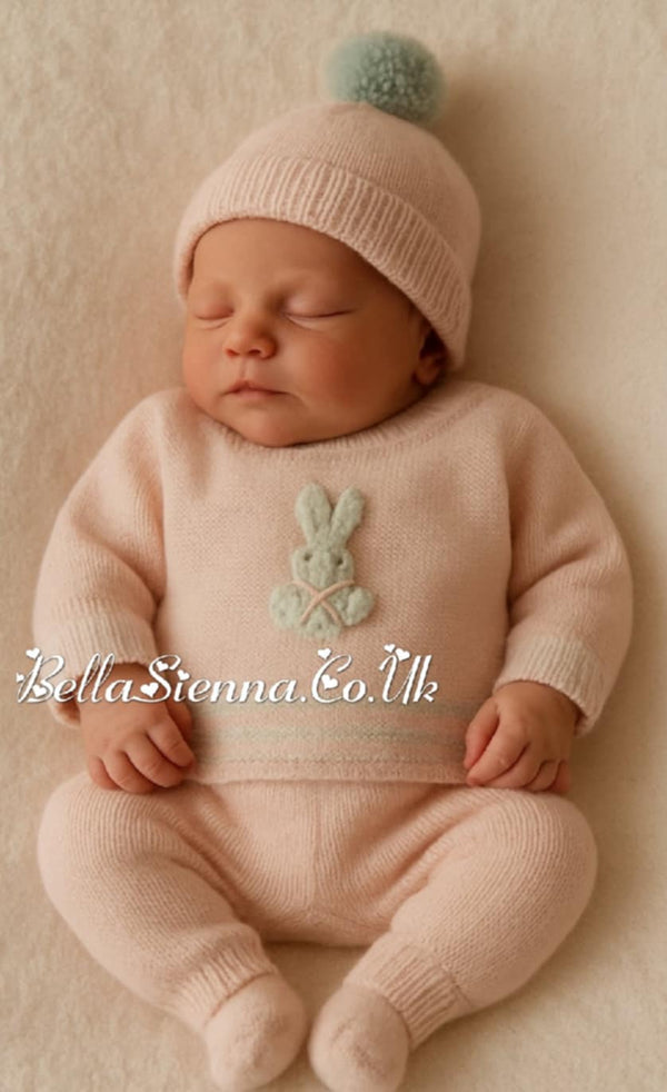 Mac ilusion Baby Girls Three Piece Bunny Rabbit Set - 9809 - Nude - Pink