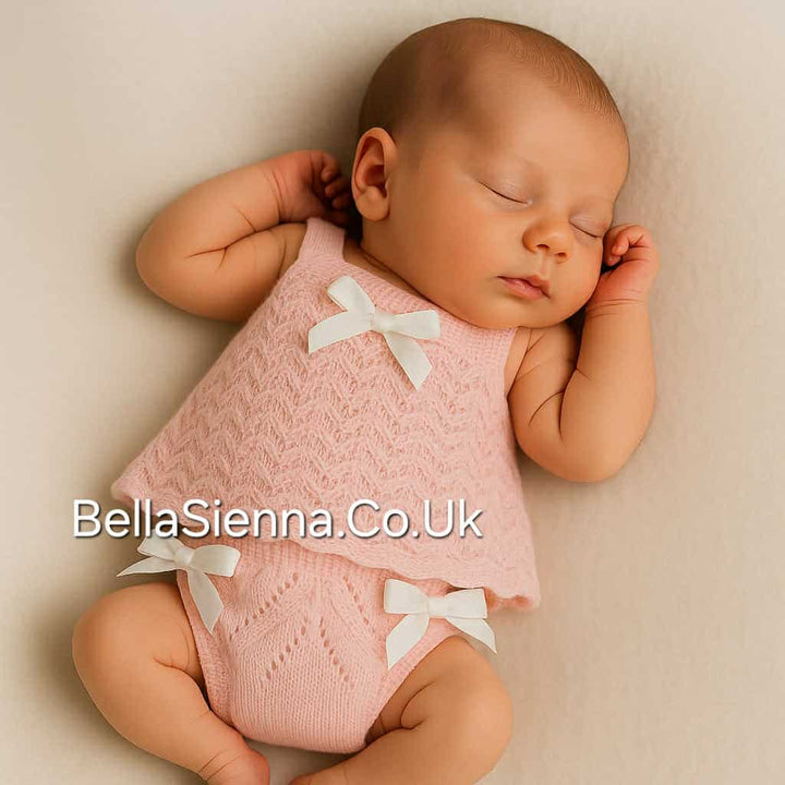 Mac ilusion Baby Girls Fine Knitted  Effect Two Piece Set 7261 Pink