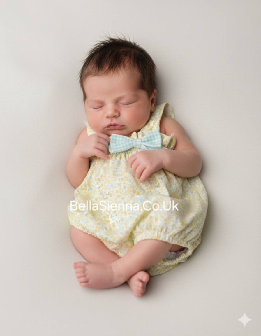 Calamaro Baby Lemon & Green Floral Romper - 32394