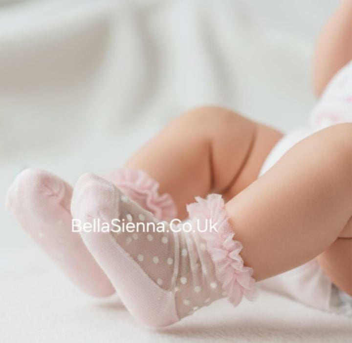 Mayoral Baby Rose Pink Plumetti Frilly Socks - 9056