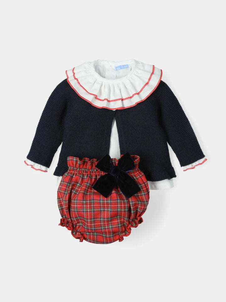 Mac iIusion Three Piece Girls Tartan Jam Pants Set With Cardigan - 9118