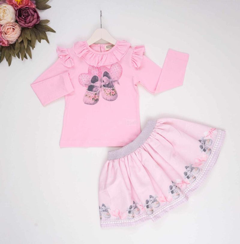 Neon Pink Skirt Set - "Sienna" - 3786