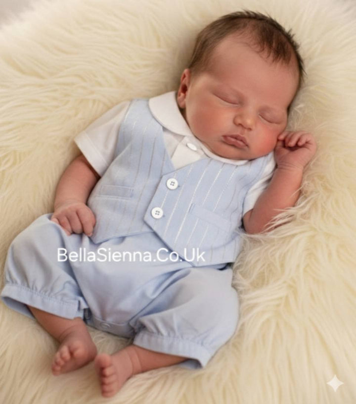 Barcellino Baby Boys Romper With Attached Waistcoat 9283