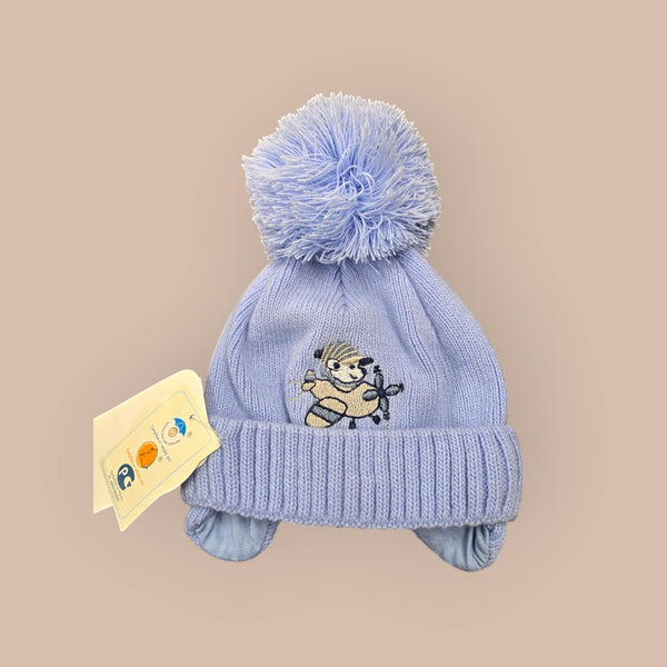 Barbaras Luxury Baby Boys Pom Pom Hat Blue