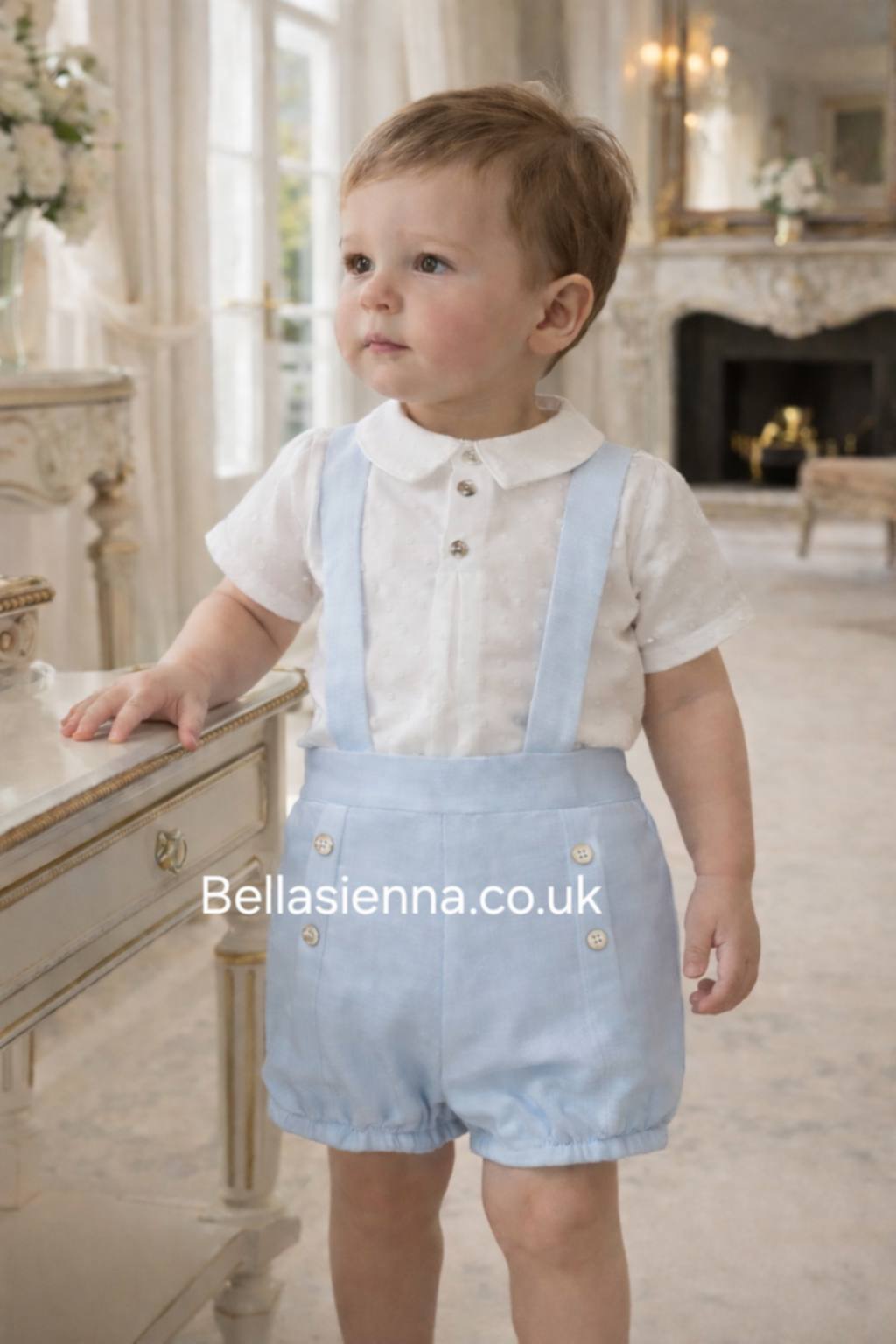 Mac ilusion Boys Shirt & Blue Linen Shorts With Straps - 9363