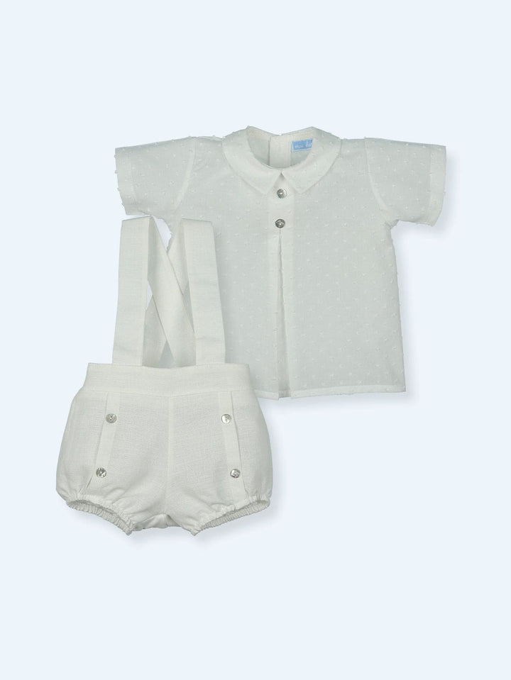 Mac ilusion Boys Shirt & Ivory Linen Shorts With Straps - 9363