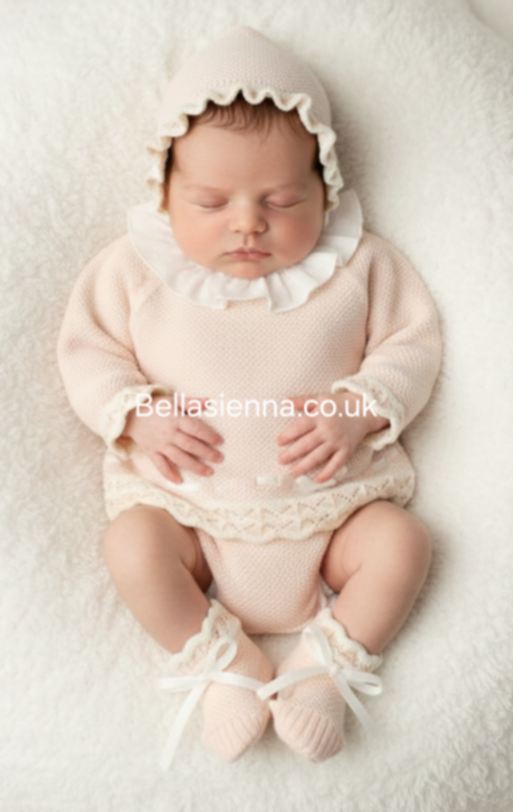 Mac ilusion Girls Nude Pink & Ivory Four Piece Knitted Set - 9431