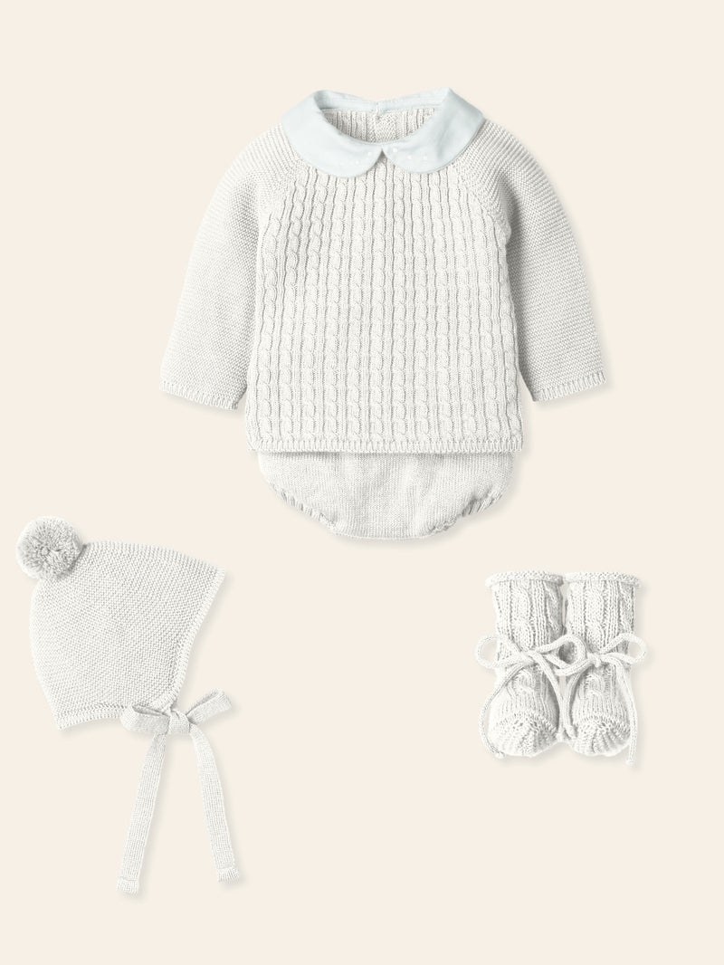 Mac ilusion Unisex Four Piece Ivory Knitted Set - 9433 - Crudo