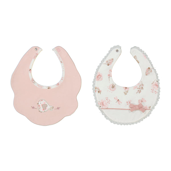 Mayoral Baby Set of 2 Waterproof Embroidered Bibs - Blush Pink - 9486