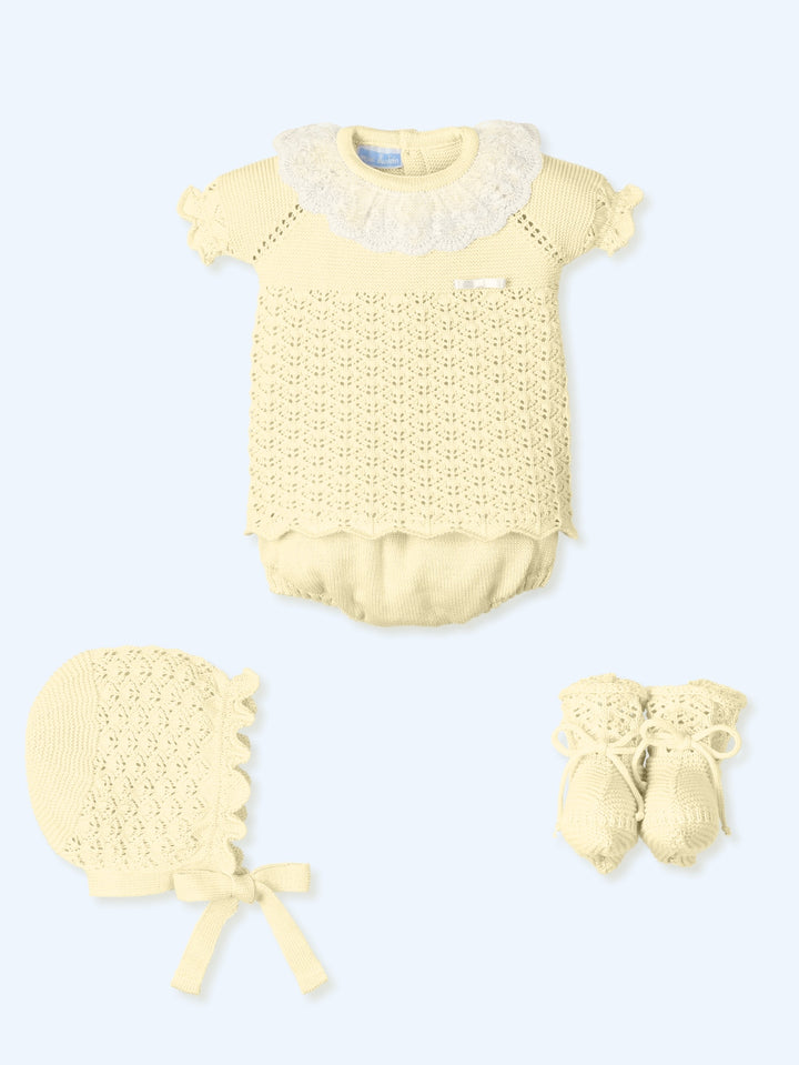 Mac ilusion Baby Girls Dark Lemon & Ivory Four Piece Set - 9637