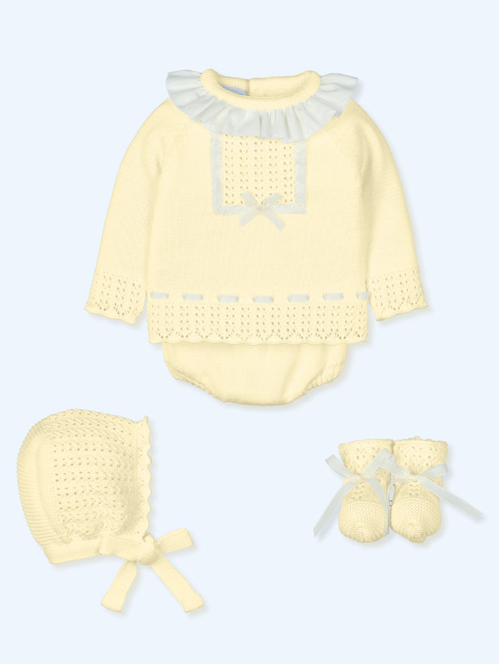 Mac ilusion Baby Girls Lemon & Ivory Four Piece Set - 9639