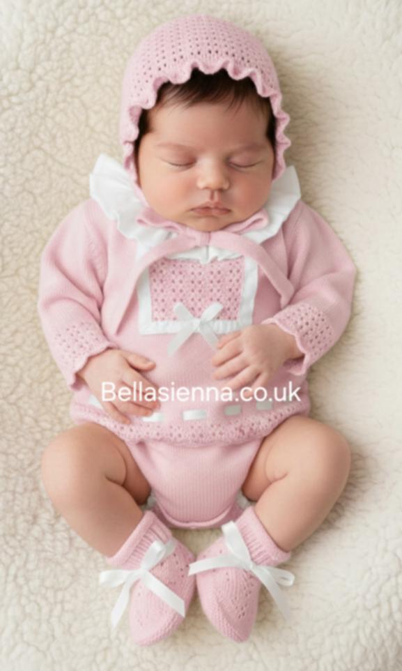 Mac ilusion Baby Girls Pink & Ivory Four Piece Set - 9639