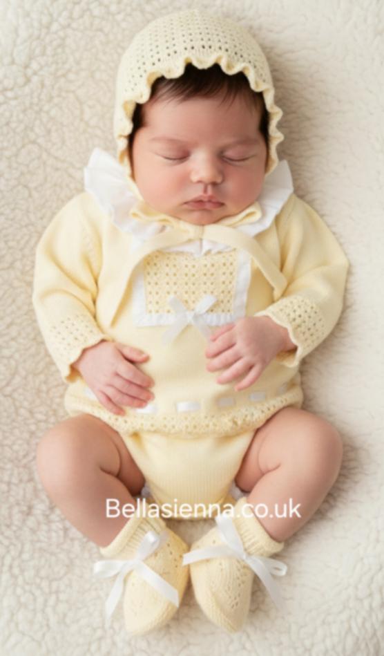 Mac ilusion Baby Girls Lemon & Ivory Four Piece Set - 9639