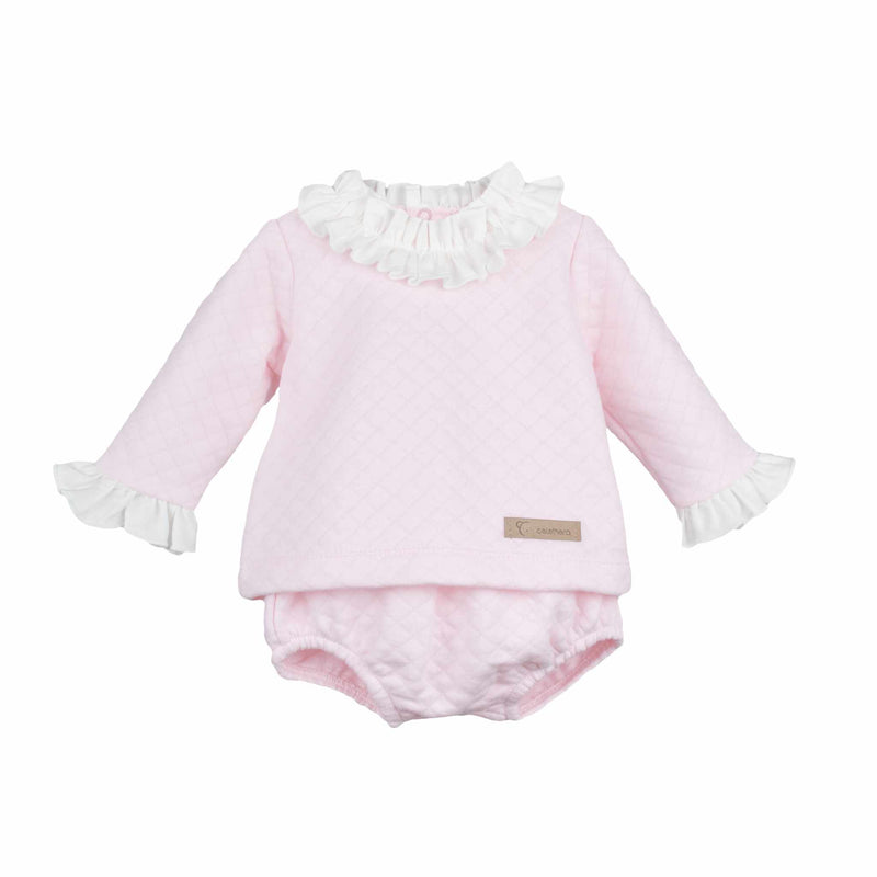 Calamaro Baby Girls Pink Jam Pants Set With Frill - 11007