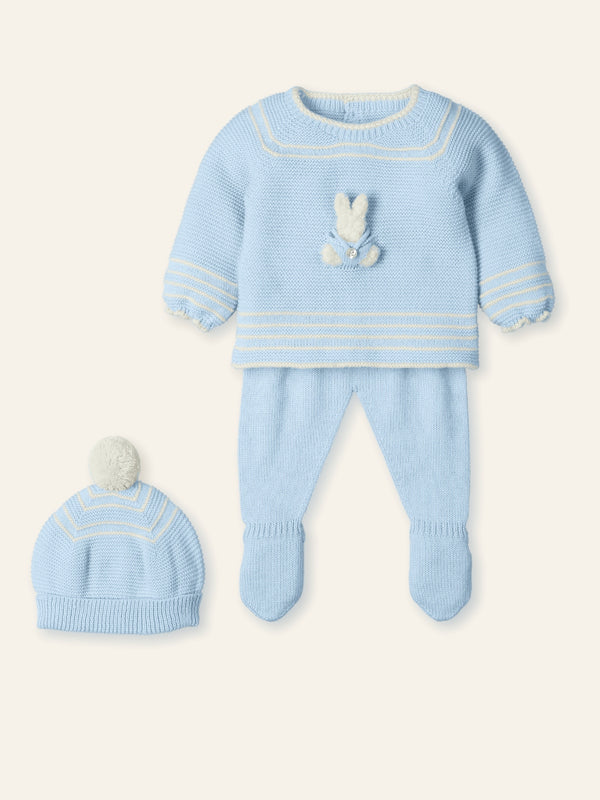 Mac ilusion Baby Boys Three Piece Bunny Rabbit Set - 9809 - Nube - Blue
