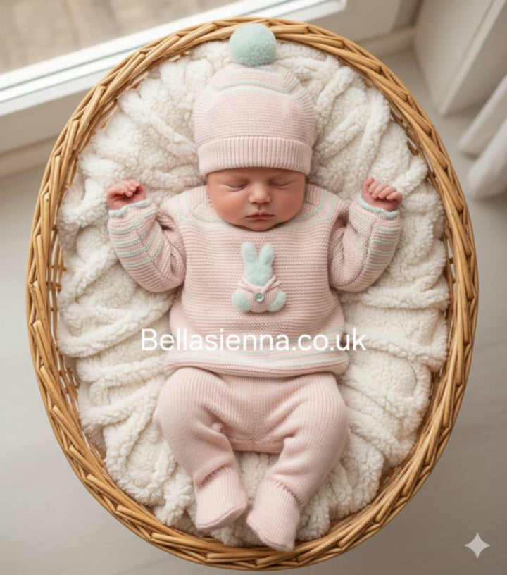 Mac ilusion Baby Girls Three Piece Bunny Rabbit Set - 9809 - Nude - Pink