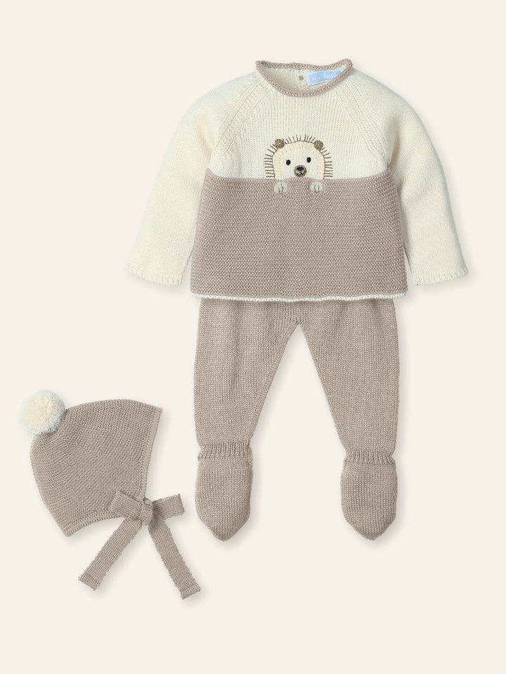 Mac ilusion Baby Boys Three Piece Ivory & Beige "Hedgehog" Set - 9813 - NUEZ