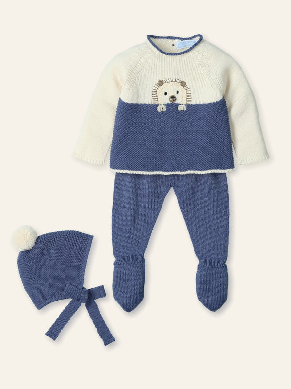 Mac ilusion Baby Boys Three Piece "Hedgehog" Set - 9813 - NOCHE- DARK BLUE
