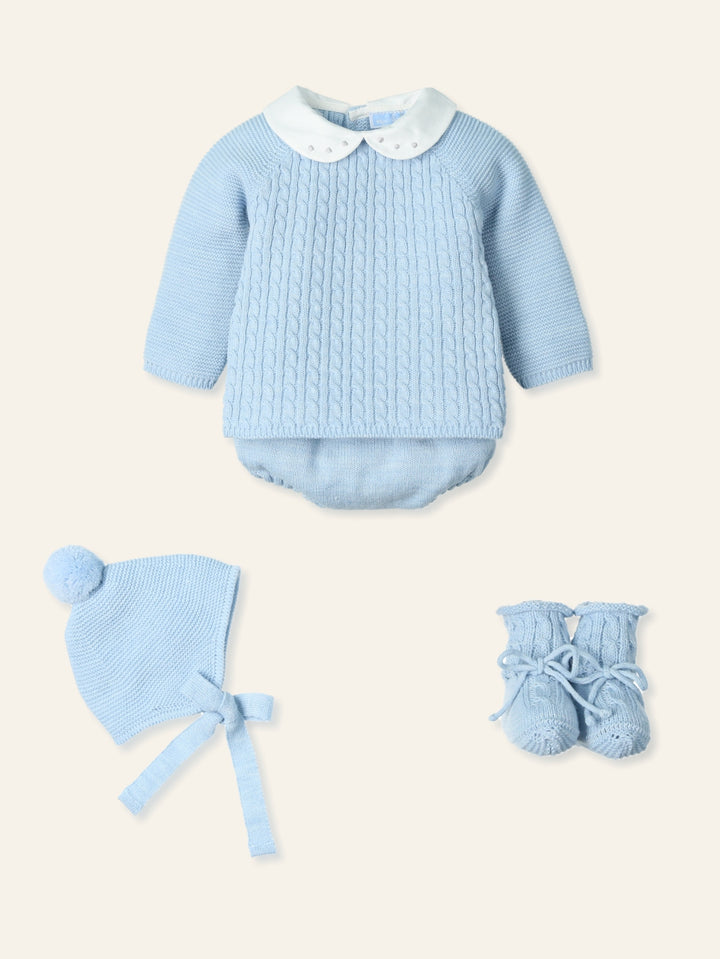 Mac ilusion Boys Blue & White Four Piece Knitted Set -9830 - Celeste
