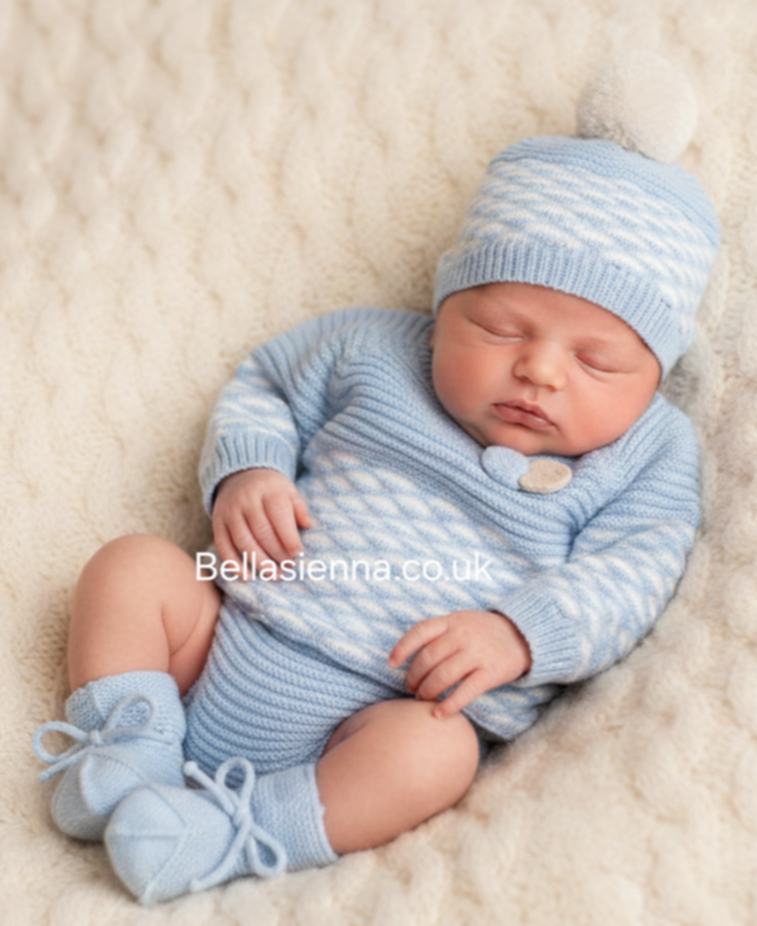 Mac ilusion Boys Four Piece Knitted Pom Pom Set -9831 - Nube (Cloud Blue)