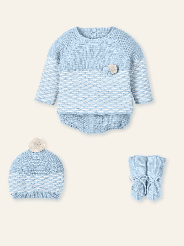 Mac ilusion Boys Four Piece Knitted Pom Pom Set -9831 - Nube (Cloud Blue)