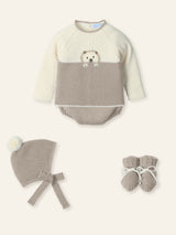 Mac ilusion Baby Boys Four Piece Ivory & Beige "Hedgehog" Set - 9835 - NUEZ