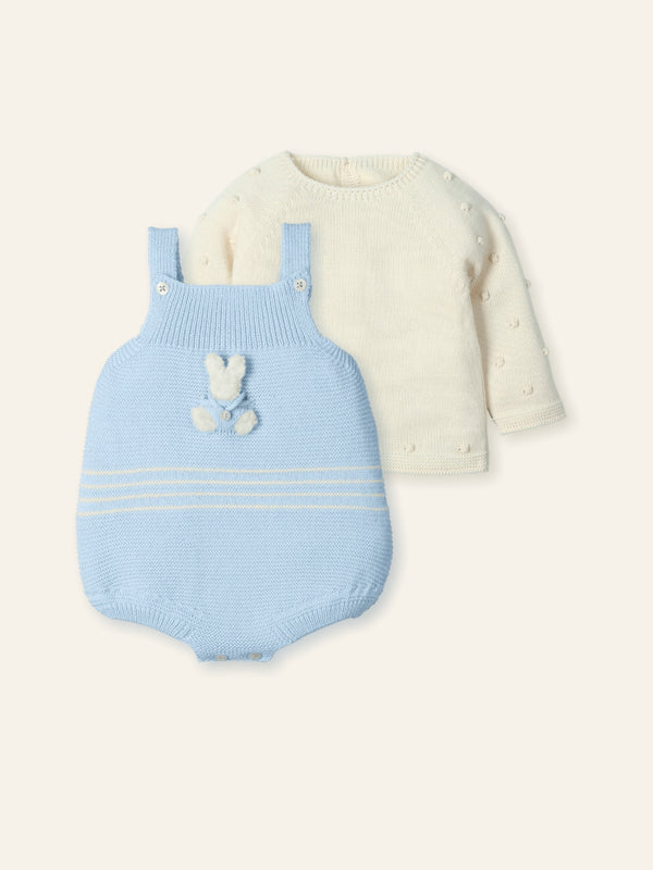 Mac ilusion Baby Boys Knitted Bunny Rabbit Jumper & Romper Set - Nube - 9855