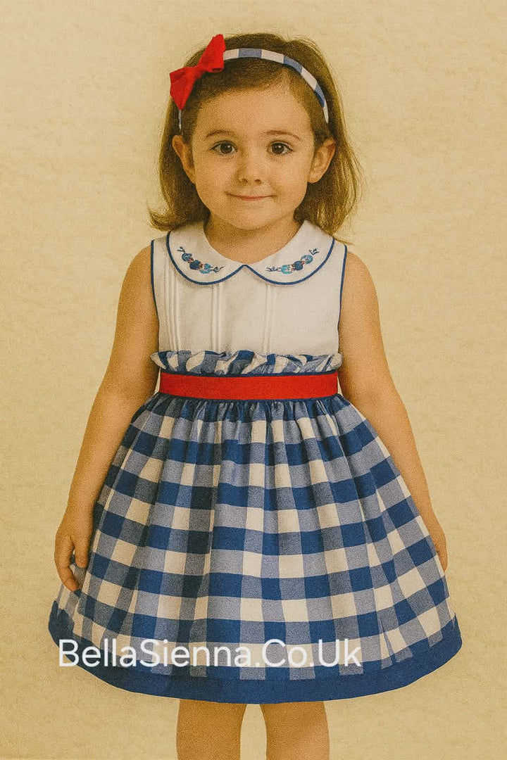 Pretty Originals Girls Summer Check Dress And Matching Headband BD02049