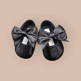 Baypods Baby Black Patent Pram Bow Shoes