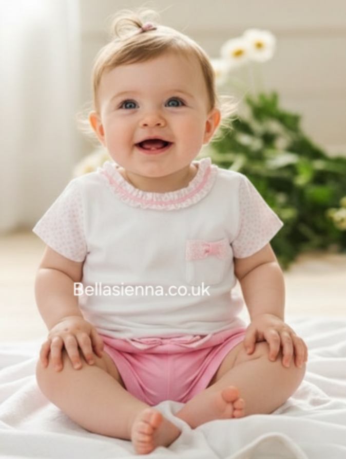 Mayoral White And Pink Bow Short Set