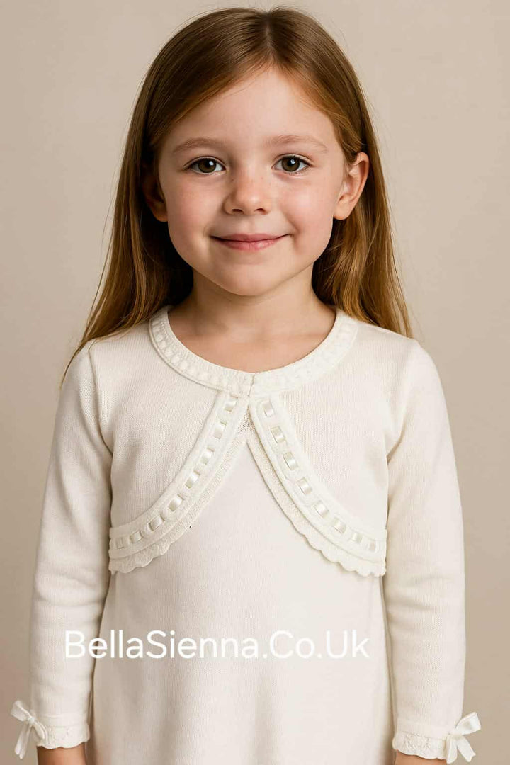 Pretty Originals Girls Ivory Bow Cardigan JP05120