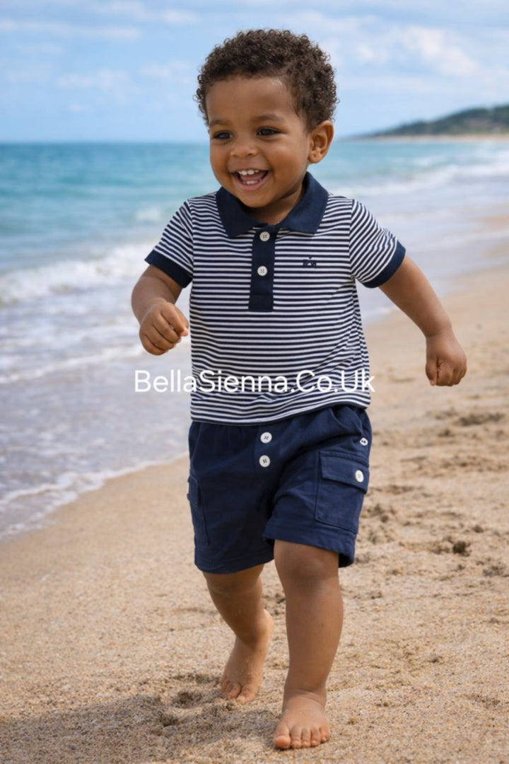 GYMP - Gorgeous Young Misters & Princesses Navy & White Stripe T-shirt & Shorts Set