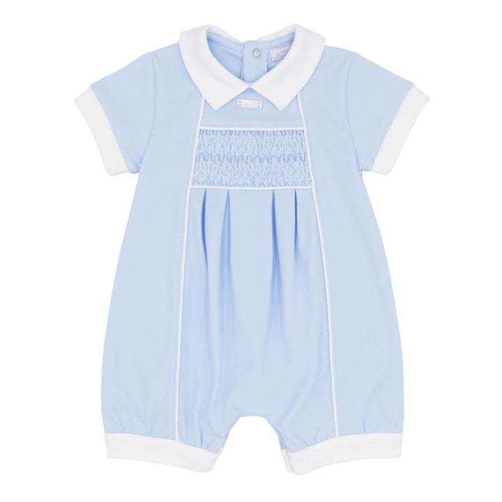 Amore Boys Blue & White Smocked Classic Romper - AM0041