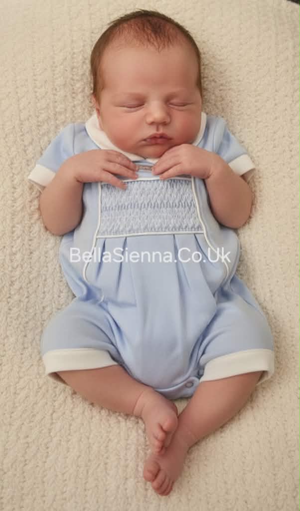 Amore Boys Blue & White Smocked Classic Romper - AM0041